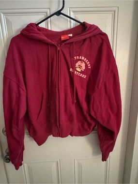 Strawberry Shortcake Berry Red Zip-Up Crop Top Hoodie
